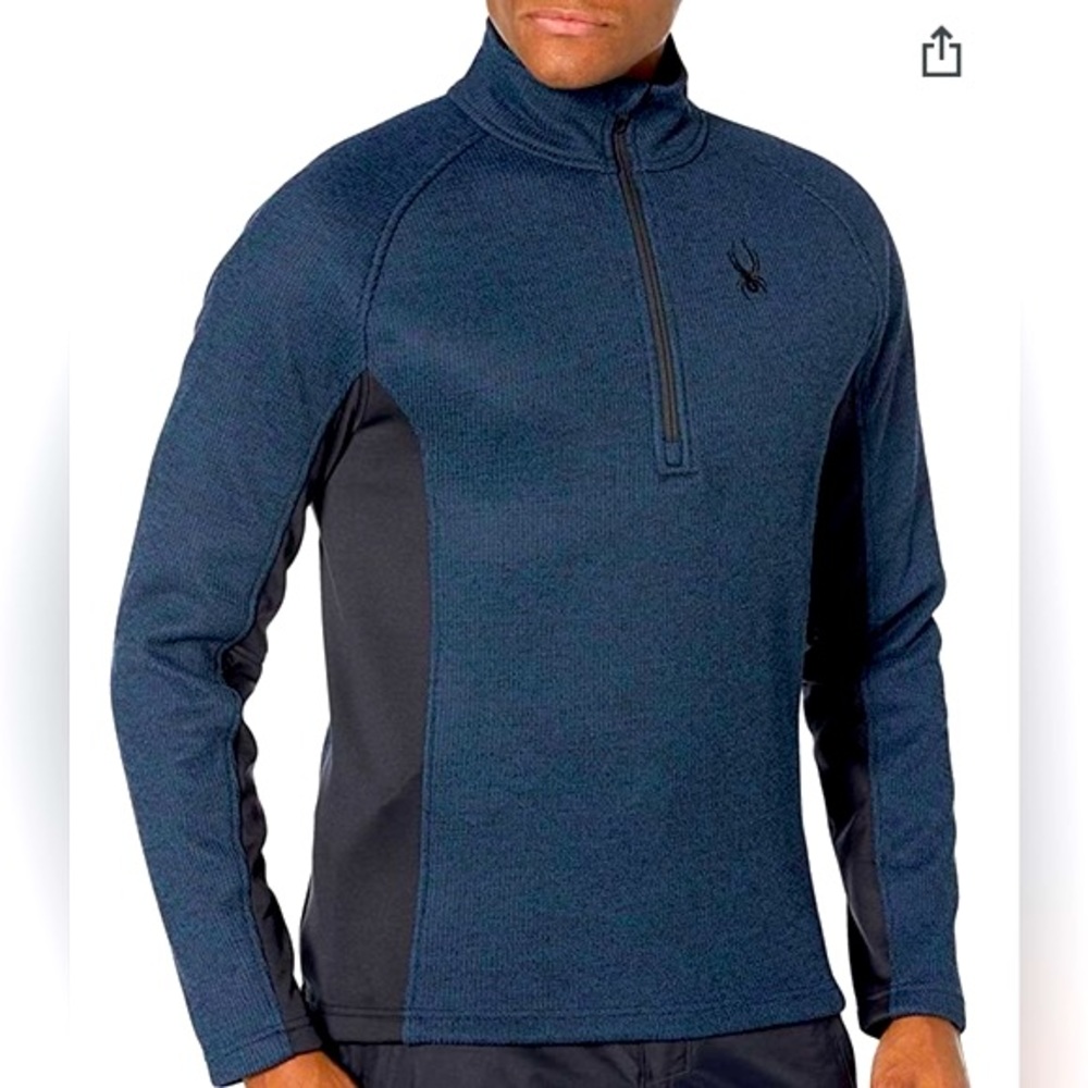 Spyder Men’s Outbound Half Zip Mid-Weight Pullover Blue/Black Size Medium